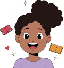 Cartoon Girl with Puffs