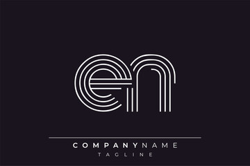 Creative EN lines letter logo design. A simplistic and elegant abstract logo design with linear patterns and initials, suitable for contemporary branding.