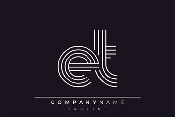 Obraz premium Creative ET lines letter logo design. A simplistic and elegant abstract logo design with linear patterns and initials, suitable for contemporary branding.