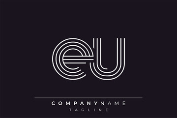 Creative EU lines letter logo design. A simplistic and elegant abstract logo design with linear patterns and initials, suitable for contemporary branding.