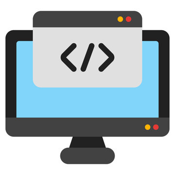 Computer monitor with browser window displaying code. Suitable for technology, coding, software development, web design projects, and computerrelated content.