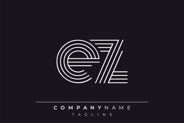 Creative EZ lines letter logo design. A simplistic and elegant abstract logo design with linear patterns and initials, suitable for contemporary branding.