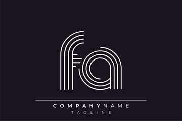 Creative FA lines letter logo design. A simplistic and elegant abstract logo design with linear patterns and initials, suitable for contemporary branding.