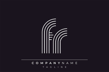 Creative FR lines letter logo design. A simplistic and elegant abstract logo design with linear patterns and initials, suitable for contemporary branding.