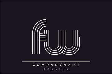 Creative FW lines letter logo design. A simplistic and elegant abstract logo design with linear patterns and initials, suitable for contemporary branding.