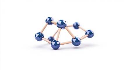 Obraz premium Molecular Structure Model with Blue and Beige Elements on White Background
