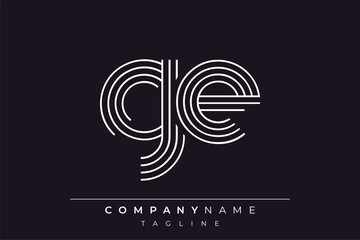 Creative GE lines letter logo design. A simplistic and elegant abstract logo design with linear patterns and initials, suitable for contemporary branding.