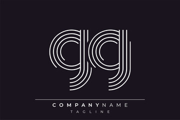 Creative GG lines letter logo design. A simplistic and elegant abstract logo design with linear patterns and initials, suitable for contemporary branding.