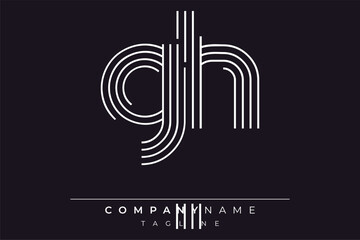 Creative GH lines letter logo design. A simplistic and elegant abstract logo design with linear patterns and initials, suitable for contemporary branding.