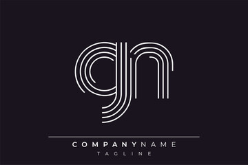Creative GN lines letter logo design. A simplistic and elegant abstract logo design with linear patterns and initials, suitable for contemporary branding.