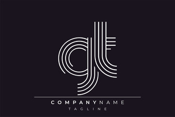 Creative GT lines letter logo design. A simplistic and elegant abstract logo design with linear patterns and initials, suitable for contemporary branding.