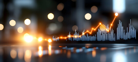 Abstract financial chart, displaying upward trend
