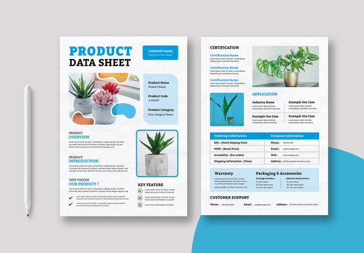 Modern Product Data Sheet Template Layout