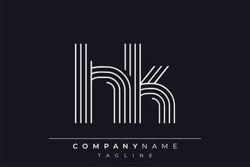 Creative HK lines letter logo design. A simplistic and elegant abstract logo design with linear patterns and initials, suitable for contemporary branding.