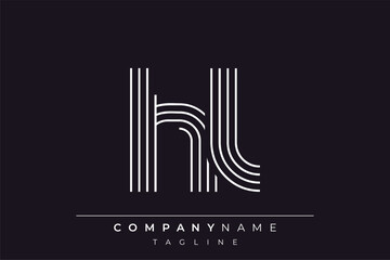 Creative HL lines letter logo design. A simplistic and elegant abstract logo design with linear patterns and initials, suitable for contemporary branding.