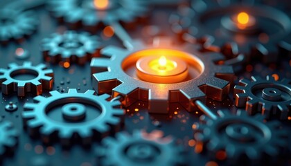 Glowing Gears Intricate Mechanics