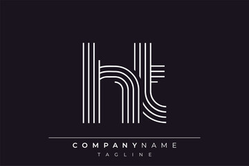 Creative HT lines letter logo design. A simplistic and elegant abstract logo design with linear patterns and initials, suitable for contemporary branding.