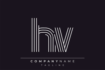 Creative HV lines letter logo design. A simplistic and elegant abstract logo design with linear patterns and initials, suitable for contemporary branding.