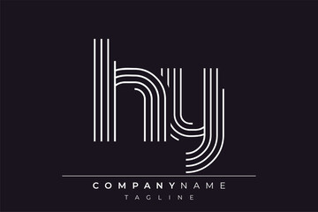Creative HY lines letter logo design. A simplistic and elegant abstract logo design with linear patterns and initials, suitable for contemporary branding.
