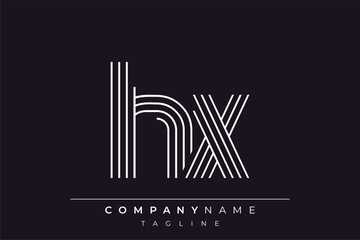 Creative HX lines letter logo design. A simplistic and elegant abstract logo design with linear patterns and initials, suitable for contemporary branding.