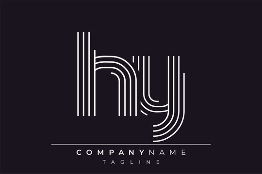 Creative HY lines letter logo design. A simplistic and elegant abstract logo design with linear patterns and initials, suitable for contemporary branding.
