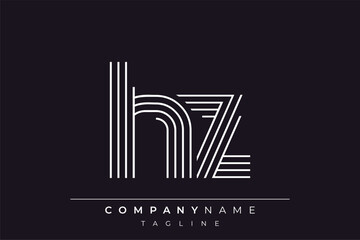 Creative HZ lines letter logo design. A simplistic and elegant abstract logo design with linear patterns and initials, suitable for contemporary branding.