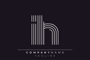 Creative IH lines letter logo design. A simplistic and elegant abstract logo design with linear patterns and initials, suitable for contemporary branding.