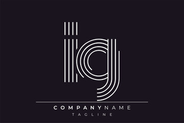 Creative IG lines letter logo design. A simplistic and elegant abstract logo design with linear patterns and initials, suitable for contemporary branding.