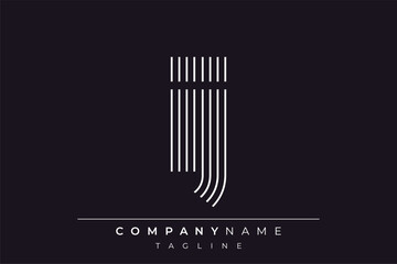 Creative IJ lines letter logo design. A simplistic and elegant abstract logo design with linear patterns and initials, suitable for contemporary branding.