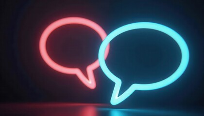 Neon Speech Bubbles in Red and Blue
