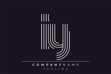 Creative IY lines letter logo design. A simplistic and elegant abstract logo design with linear patterns and initials, suitable for contemporary branding.