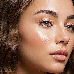 Obraz premium young women facial skin close up look