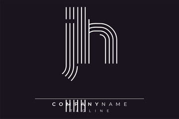 Creative JH lines letter logo design. A simplistic and elegant abstract logo design with linear patterns and initials, suitable for contemporary branding.