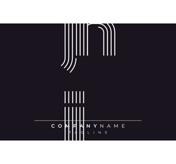 Creative JI lines letter logo design. A simplistic and elegant abstract logo design with linear patterns and initials, suitable for contemporary branding.