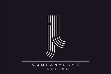 Creative JL lines letter logo design. A simplistic and elegant abstract logo design with linear patterns and initials, suitable for contemporary branding.