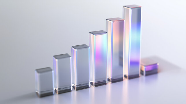 Abstract 3D glass graph symbolizing financial growth in a modern minimalistic design.