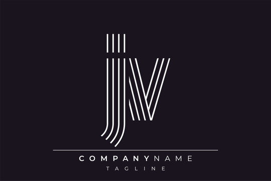 Creative JV lines letter logo design. A simplistic and elegant abstract logo design with linear patterns and initials, suitable for contemporary branding.