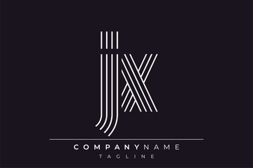 Creative JX lines letter logo design. A simplistic and elegant abstract logo design with linear patterns and initials, suitable for contemporary branding.