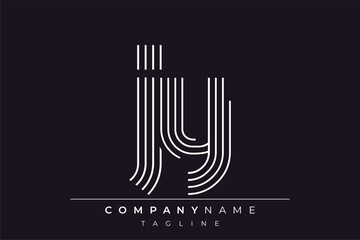 Creative JY lines letter logo design. A simplistic and elegant abstract logo design with linear patterns and initials, suitable for contemporary branding.