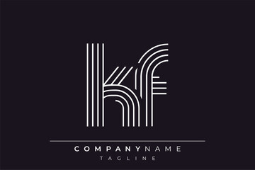 Creative KF lines letter logo design. A simplistic and elegant abstract logo design with linear patterns and initials, suitable for contemporary branding.
