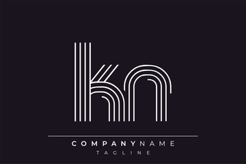 Creative KN lines letter logo design. A simplistic and elegant abstract logo design with linear patterns and initials, suitable for contemporary branding.