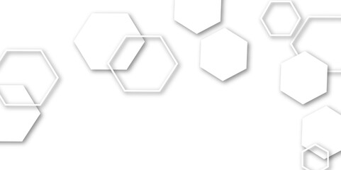 Abstract light grey and white hexagon 3d effect pattern with shadow seamless texture background. Use for book, poster, flyer, website vector illustration.