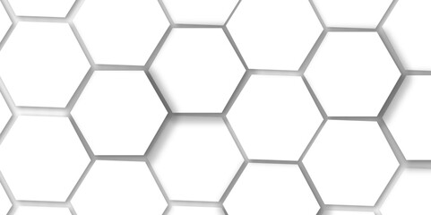 Abstract light grey and white hexagon 3d effect pattern with shadow seamless texture background. Use for book, poster, flyer, website vector illustration.