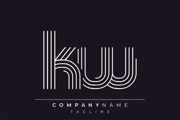 Obraz premium Creative KW lines letter logo design. A simplistic and elegant abstract logo design with linear patterns and initials, suitable for contemporary branding.