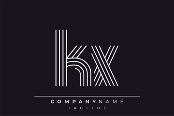Creative KX lines letter logo design. A simplistic and elegant abstract logo design with linear patterns and initials, suitable for contemporary branding.