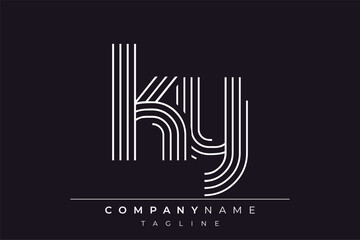 Creative KY lines letter logo design. A simplistic and elegant abstract logo design with linear patterns and initials, suitable for contemporary branding.