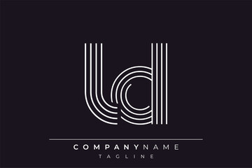 Creative LD lines letter logo design. A simplistic and elegant abstract logo design with linear patterns and initials, suitable for contemporary branding.