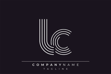 Creative LC lines letter logo design. A simplistic and elegant abstract logo design with linear patterns and initials, suitable for contemporary branding.
