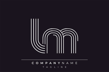 Creative LM lines letter logo design. A simplistic and elegant abstract logo design with linear patterns and initials, suitable for contemporary branding.