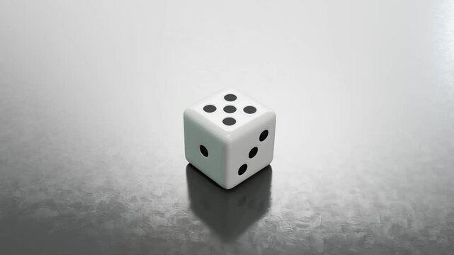 Realistic 3D animation of falling dice, bouncing and rolling dynamically. Perfect for casino, gambling, board games, and luck-themed projects. High-quality motion for commercials, games, presentations